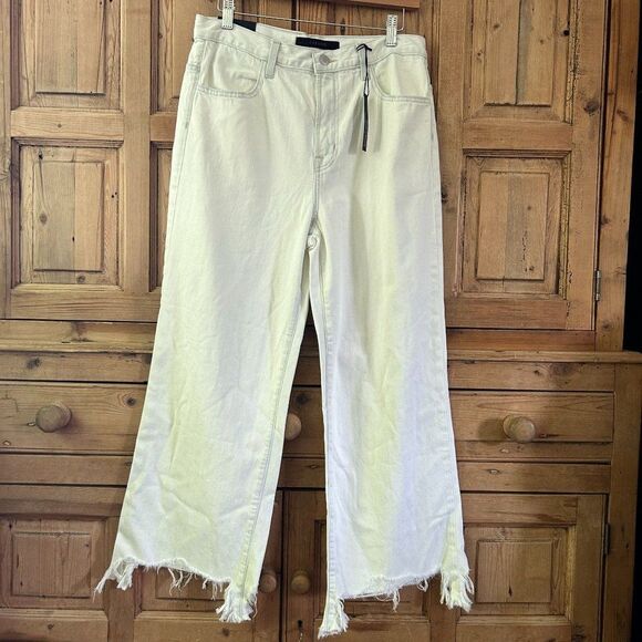 Women's J. Brand 30 Light Wash White Joan Crop Wide Straight Leg Jeans - Picture 2 of 10